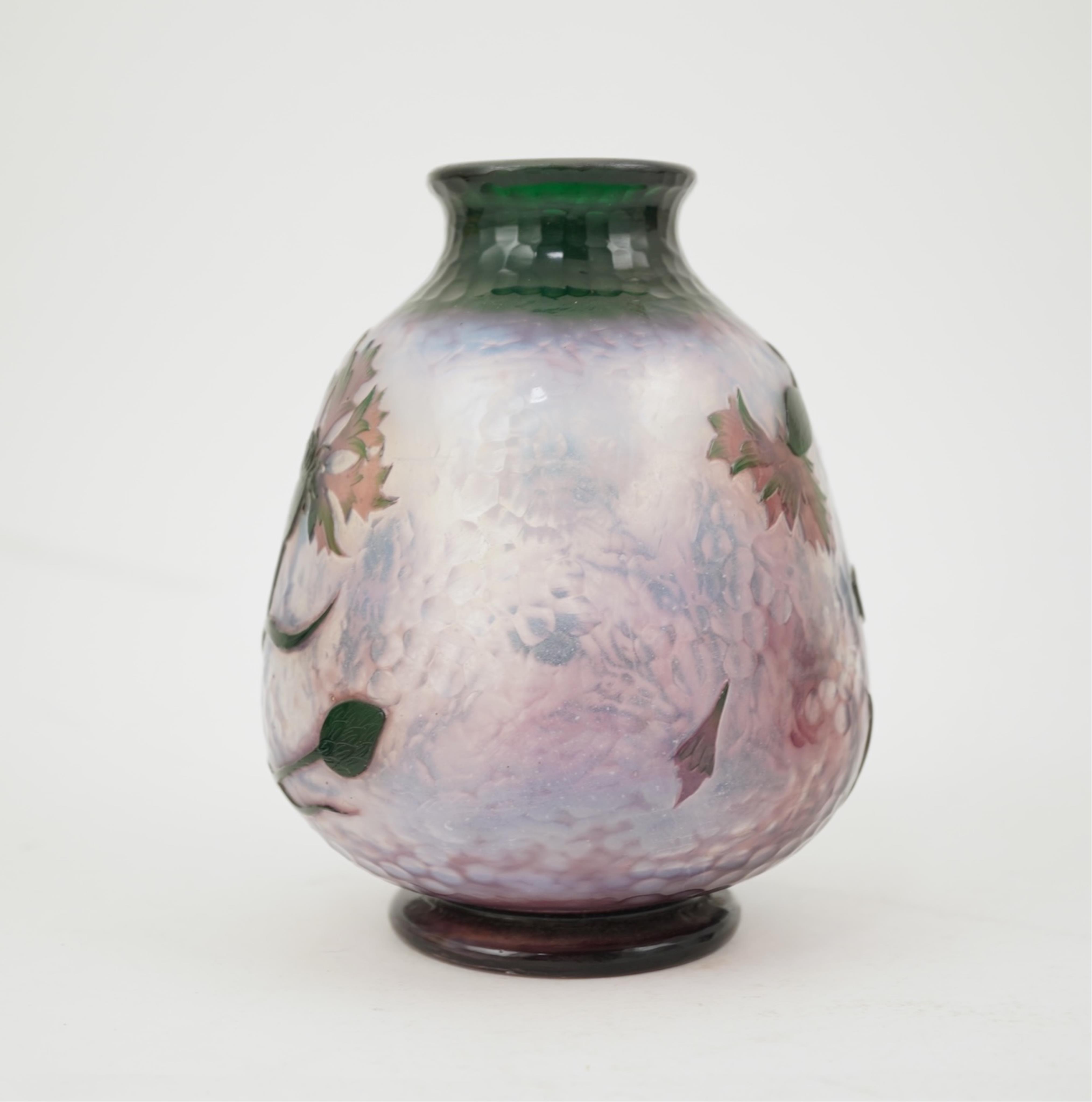 A small Daum Freres cameo glass vase